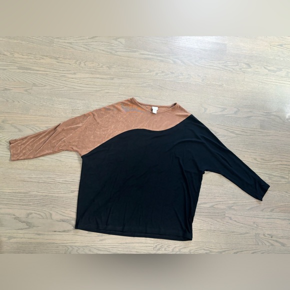 Chico’s tan and black long sleeve top size 4 - Picture 1 of 5